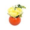 Vaza Rotunda Cu Flori, Galben, Plastic, 17Cm
