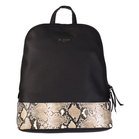 Ella Icon, Rucsac cu detaliu cu model piele de sarpe Nyssa, Negru, 35X27X13cm