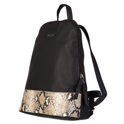 Ella Icon, Rucsac cu detaliu cu model piele de sarpe Nyssa, Negru, 35X27X13cm