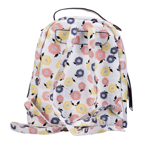 Rucsac de dama Ella Icon Nilufer, Alb cu flori, 30x26x12 cm