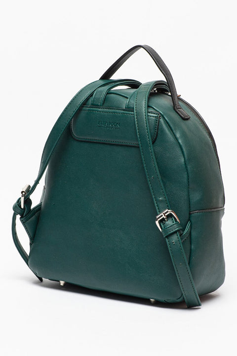 Rucsac de piele ecologica cu aplicatie logo Alma, Verde persan 26x28x13 CM