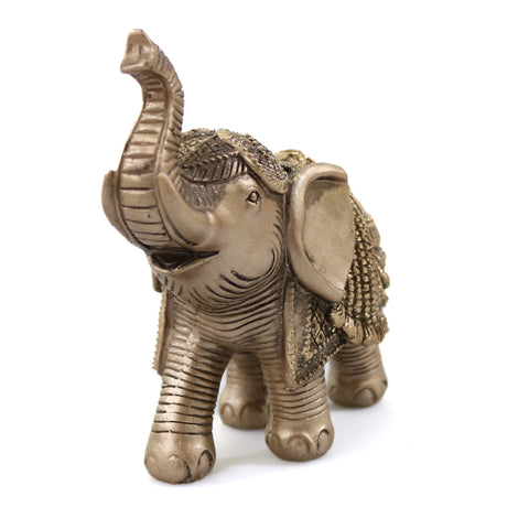 Statueta "Lucky Elephant" din rasina, Auriu, 15cm