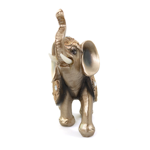 Statueta Gold Elephant din rasina, Auriu, 14cm