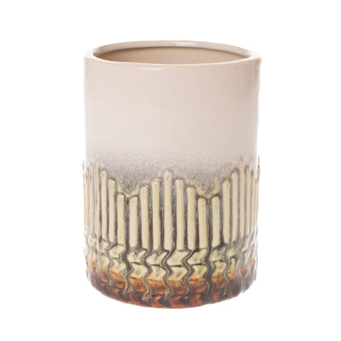 Vaza Degrade Line, Ceramica, Crem, 13 cm