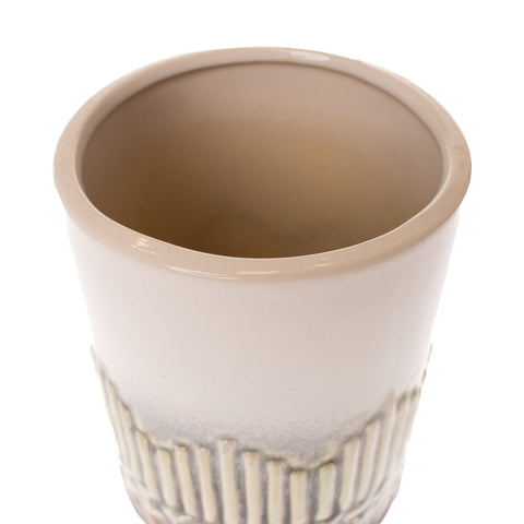 Vaza Degrade Line, Ceramica, Crem, 13 cm