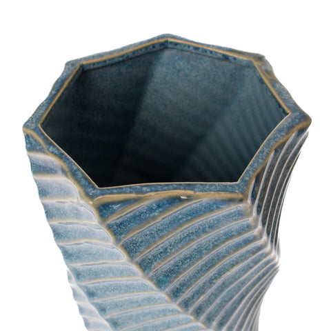 Vaza Spiral, Ceramica, Albastru, 23 cm