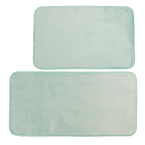 Set 2 covorase de baie Ella Home, poliester, albastru, 50x80cm si 50x100cm