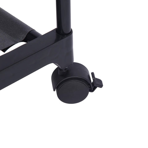 Suport de umerase triunghiular, cu doua rafturi, 4 roti, negru, 158x86x42cm