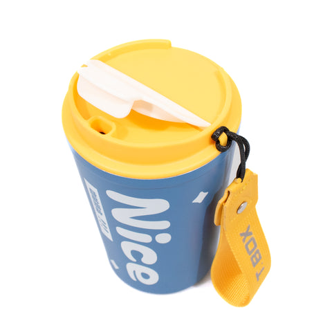Cana termos pentru cafea, otel inoxidabil, 380ml, albastru cu galben