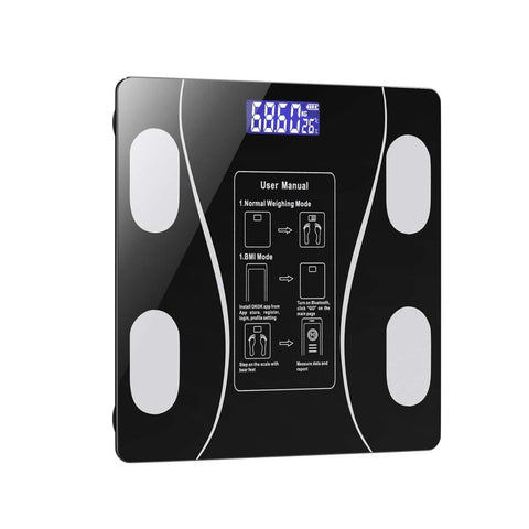 Cântar corporal inteligent premium cu analiză corporală, bluetooth si aplicatie pentru monitorizare, negru, 26x26cm