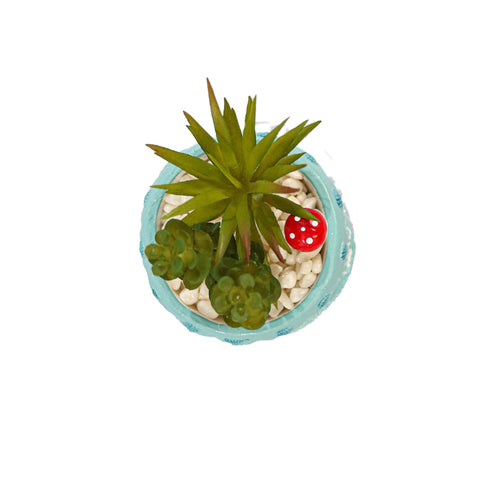 Aranjament Hippocampus, Verde, Plastic, 12Cm