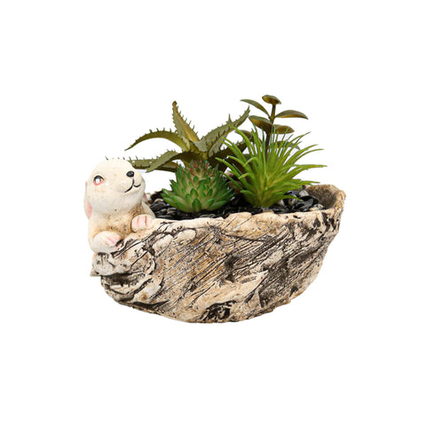 Aranjament Aloe Bunny, Verde, Plastic, 12Cm