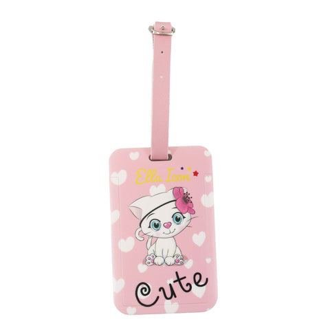 Eticheta de identificare bagaje Cute Cat Roz 11X7 cm
