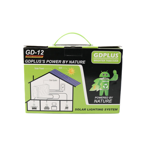 Sistem de iluminat solar cu lanterna GDPLUS, 3 becuri led, incarcare USB, GD-12