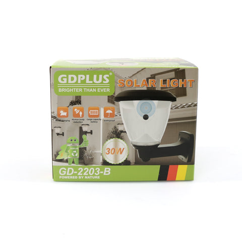 Lampa solara GDPLUS pentru gradina cu LED de perete cu senzor de miscare GD-2203-B