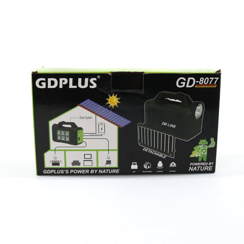 Sistem de iluminat solar GDPLUS 2 becuri LED, lampa LED, USB, GD-8077